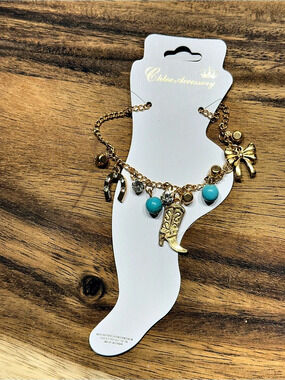 Chloe Accessory Charm Bracelet in Gold & Turquoise